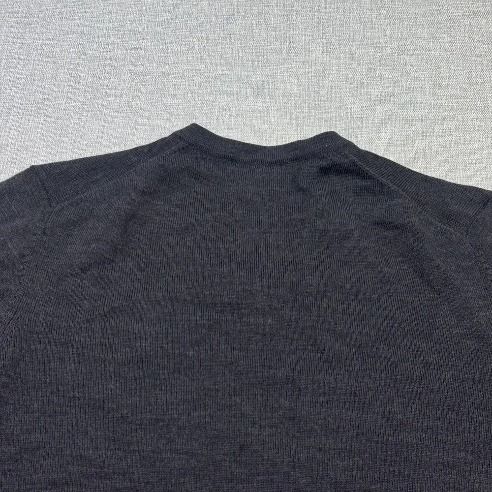 Brooks Brothers 346 Sweater Pullover Mens Small Gray V-Neck Merino Stretch